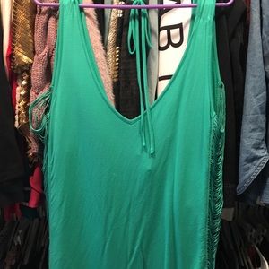 BNWOT naked zebra teal fringe tank top